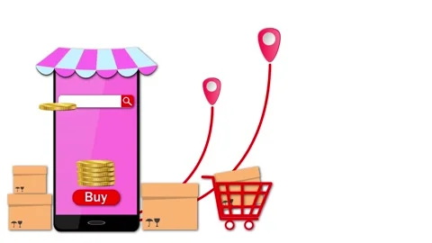 E-commerce online shopping through smartphone. Online store, shopping. Stock Footage 160412867
