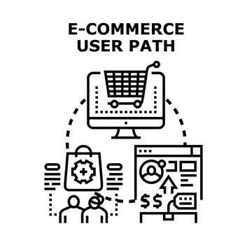 E commerce online shopping user path concept Stock Illustration