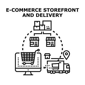E commerce online store digital delivery concept Stock Illustration