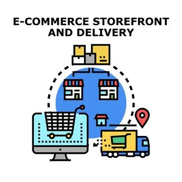 E commerce online store digital delivery concept Stock Illustration