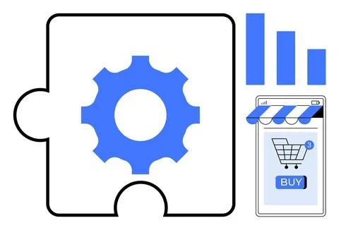 E-commerce Optimization and Integration with Online Shopping Cart and Analyti Stockillustratie