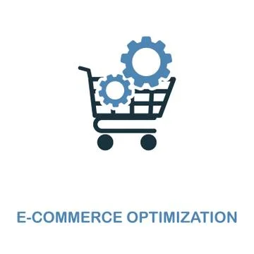 E-Commerce Optimization icon. Simple element illustration in 2 colors design. E Stock Illustration