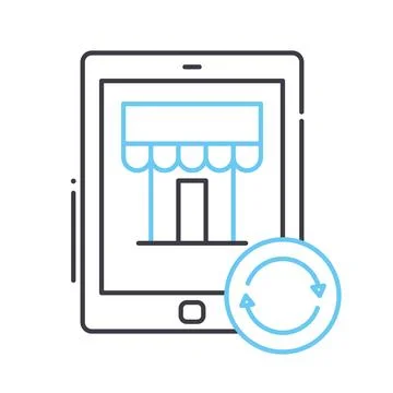 E-commerce optimization line icon, outline symbol, vector illustration, concept Stock Illustration