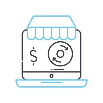 E-commerce optimization line icon, outline symbol, vector illustration, concept イラスト素材