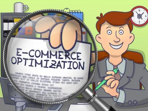 E-Commerce Optimization through Magnifier. Doodle Concept Stock Illustration