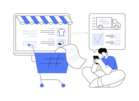 E-Commerce order processing abstract concept vector illustration. Stock Illustration