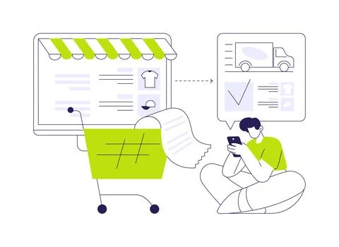 E-Commerce order processing abstract concept vector illustration. Stock Illustration