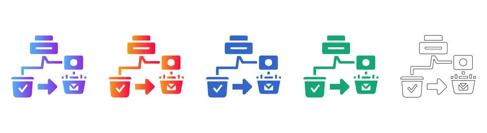 E commerce Order Processing Workflow Icons Stock Illustration