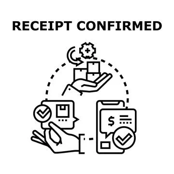 E commerce order receipt and delivery confirmation process Stock Illustration