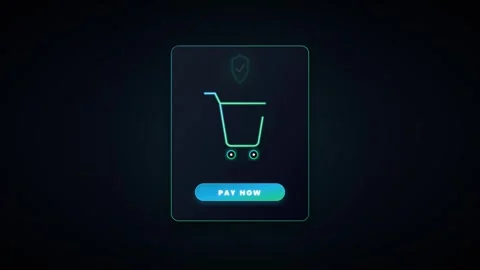 E-commerce pay now button animation with shopping cart and secure shield sy.. Stock Footage 337554940