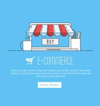 E-commerce, pay online and online shopping concept. Stock Illustration