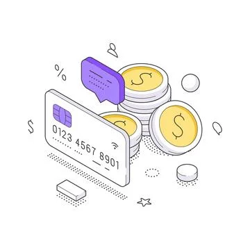 E-commerce payment and online transaction isometric vector illustration. Conc Stock Illustration