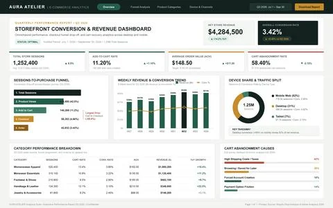 E-commerce Performance Dashboard with Conversion and Revenue Analytics Stock Illustration