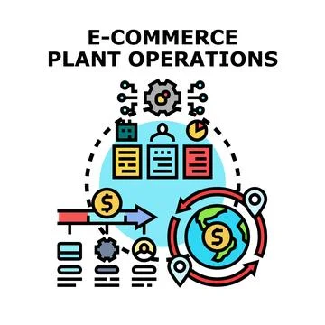 E commerce plant operations global business logistics Stock Illustration