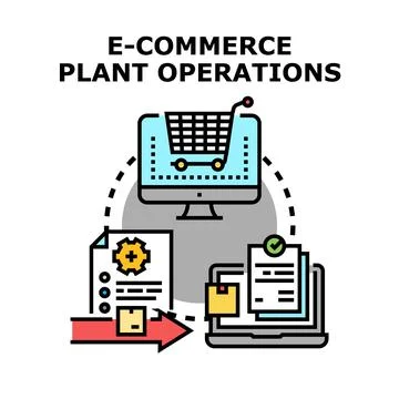 E commerce plant operations management concept vector Stock Illustration