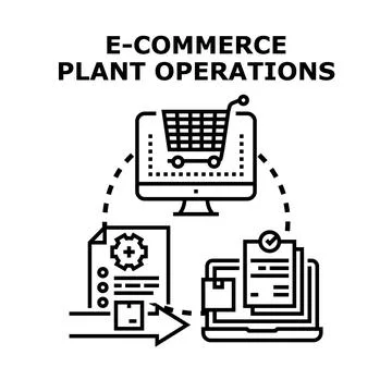 E commerce plant operations management concept vector Stock Illustration