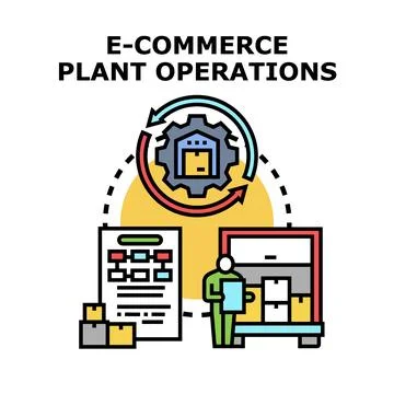 E commerce plant operations process flow icon Stock Illustration