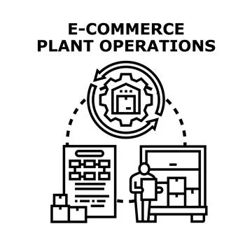 E commerce plant operations process flow icon Stock Illustration