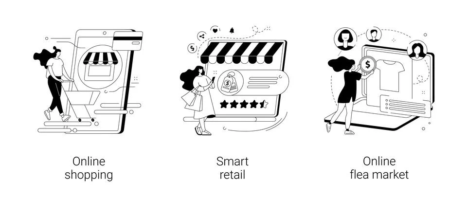 E-commerce platform abstract concept vector illustrations. Stock Illustration