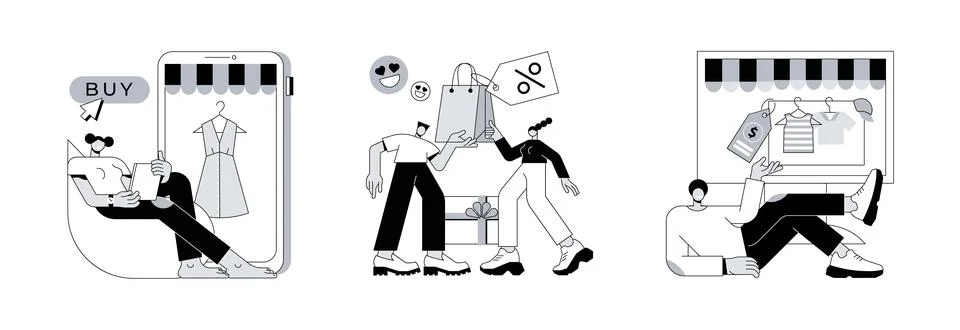 E-commerce platform abstract concept vector illustrations. Stock Illustration