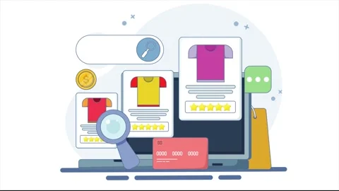 E-commerce Platform and Online Fashion Search Illustration Stock Footage 333693228