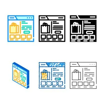 E commerce platform color icon multipack vector Stock Illustration