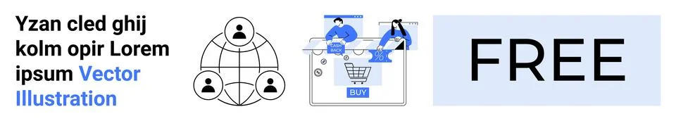 E-commerce Platform with Free Access and Global Networking Concept Stock Illustration