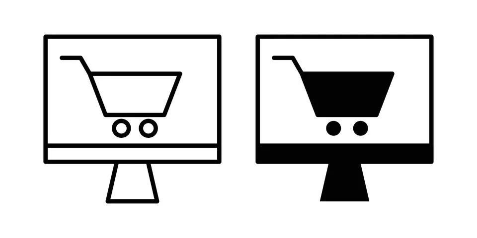 E commerce platform icon set modern line and solid style collection. Stock Illustration