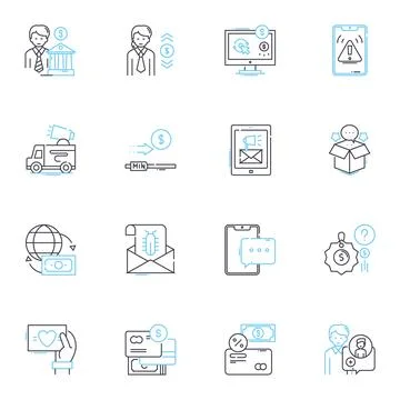 E-commerce platform linear icons set. Online, Shopping, Marketplace, Retail Illustrazione stock