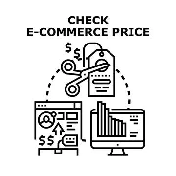 E commerce price comparison and discount analysis Stock Illustration
