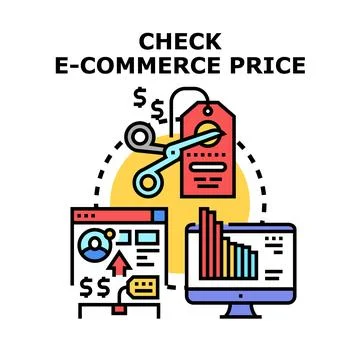 E commerce price comparison and discount analysis Stock Illustration
