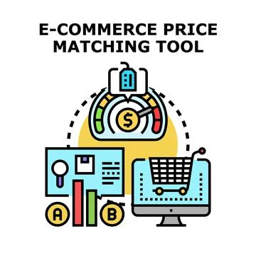E commerce price matching tool optimizing product value Stock Illustration
