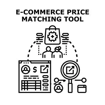 E commerce price matching tool system automation Stock Illustration