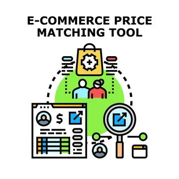 E commerce price matching tool system automation Ilustração Stock
