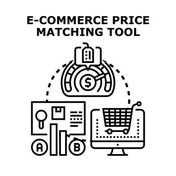 E commerce price matching tool optimizing product value Stock Illustration