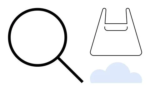 E-commerce, product discovery, cloud storage, search tools, environmental imp Stockillustratie