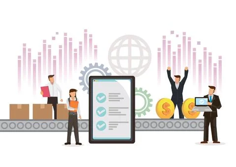 E-commerce production line. Stock Illustration