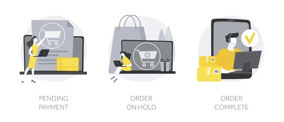 E-commerce purchase processing abstract concept vector illustrations. Stockillustratie