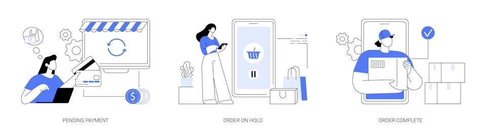 E-commerce purchase processing abstract concept vector illustrations. Stockillustratie