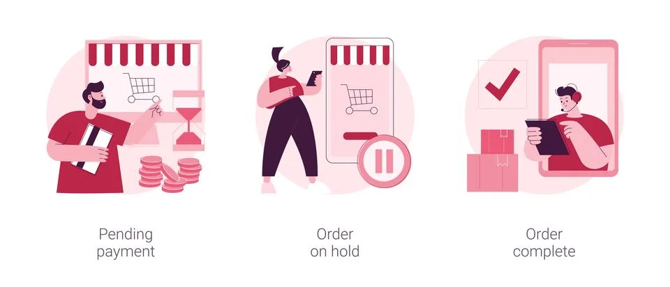 E-commerce purchase processing abstract concept vector illustrations. Stockillustratie