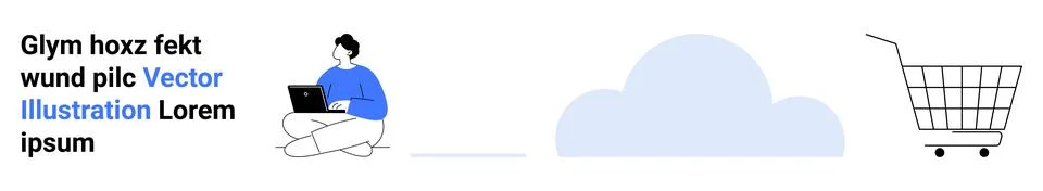 E-commerce, remote work, digital storage, cloud computing, online transaction Illustrazione stock