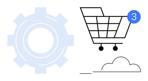 E-commerce, retail, technology, online shopping, cloud connectivity, software Illustrazione stock