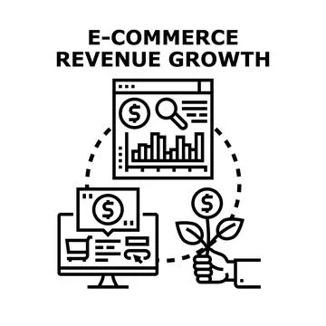 E commerce revenue growth developing business strategy online Stock Illustration