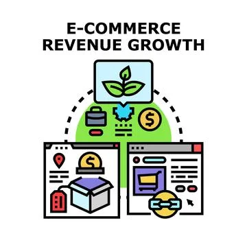 E commerce revenue growth developing business strategy concept Stock Illustration
