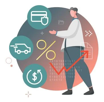 E-Commerce Revival - Safe and Secure Process Illustration Stock Illustration