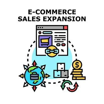E commerce sales expansion global internet business concept Stock Illustration