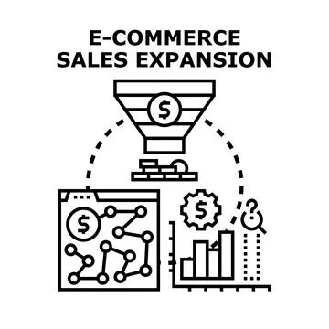 E commerce sales expansion increasing online revenue strategy Stock Illustration