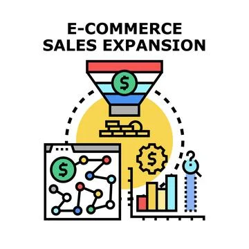 E commerce sales expansion increasing online revenue strategy Stock Illustration