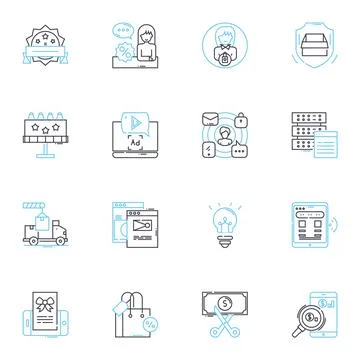 E-commerce sales linear icons set. Marketing, Conversion, Sales, Traffic 스톡 일러스트