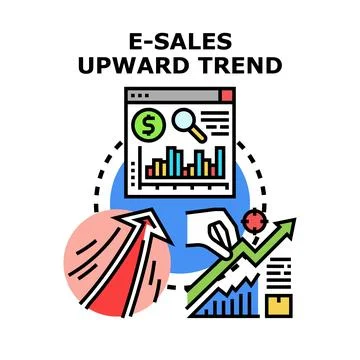 E commerce sales seeing upward trend analytics Stock Illustration